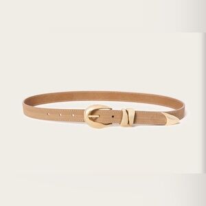 Evereve Tan Suede Belt with Gold Buckle
